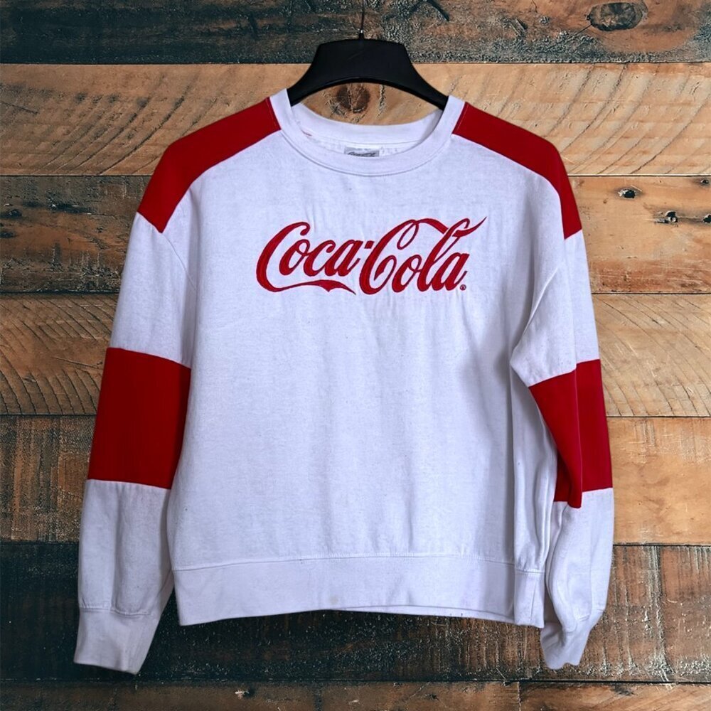 Coca Cola Coke Varsity Sweatshirt White Red Embroidered Logo Streetwear L 2019